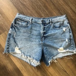 ANA High-Rise Denime Boyfriend Distressed Shorts
